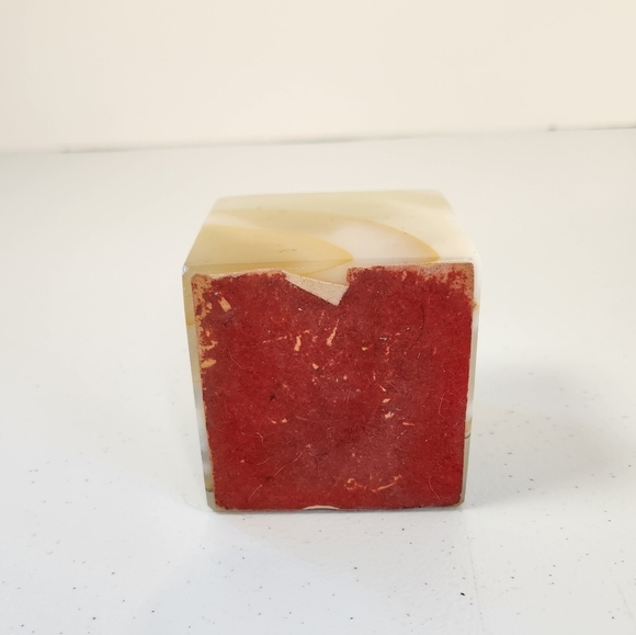 Vintage Green Tan Brown Onyx Desk Letter Pen Pencil Holder Caddy 2.75"x2.75" MCM - Picture 5 of 8